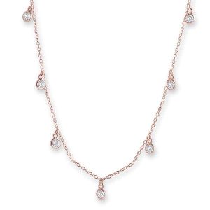 Bianc Briller Cubic Zirconia scattered drop rose gold necklace