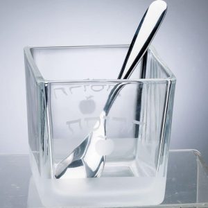 Passover Glass Charoset Set, Bowl And Spoon