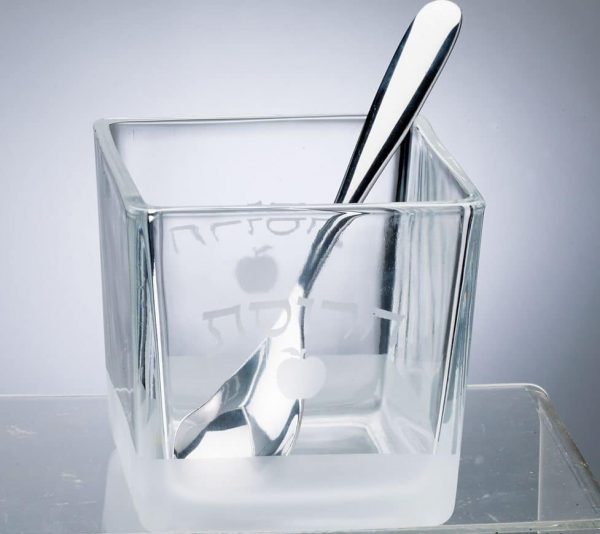 Passover Glass Charoset Set, Bowl And Spoon