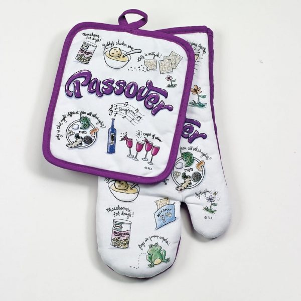 Passover Potpourri Hostess Set - Pot Holder And Oven Mitt