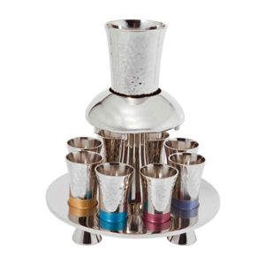 Yair Emanuel Nickel Kiddush Fountain with Coloured Rings