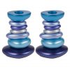 Yair Emanuel Anodized Aluminum Shabbat CandlestickStone Tower Blue