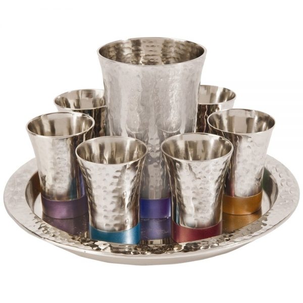 Yair Emanuel Nickel Kiddush set - coloured