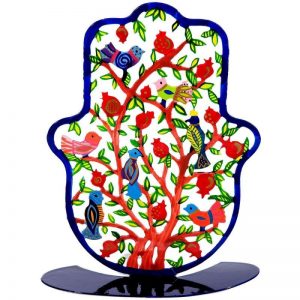 Yair Emanuel Large Standing Hamsa - Birds and Pomegranates