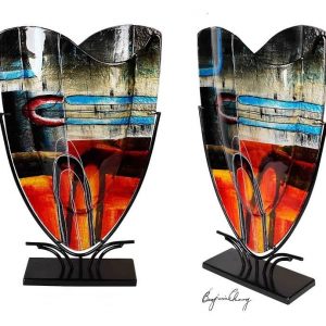 Hand Made Hand Painted Glass Vase