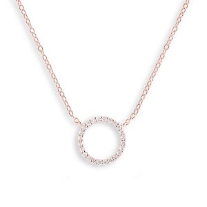 Bianc Rose Gold Cubic Zirconia Circle of Life Necklace