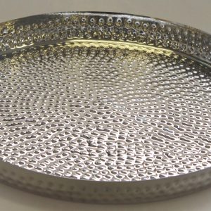 Hammered Stainless Steel Round Tray