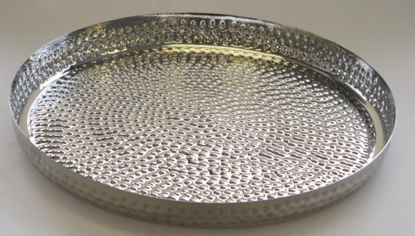 Hammered Stainless Steel Round Tray