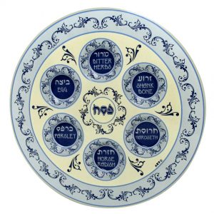 Blue and Cream Seder Plate