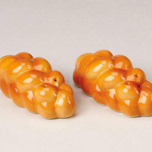 Challah Shaped Salt and Pepper Shakers, Ceramic Set Of 2