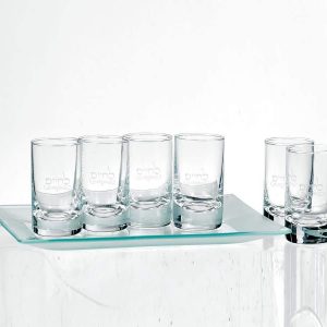 Glass Kiddush Cup Set With Tray