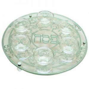 Metal Seder plate with 6 glass cups