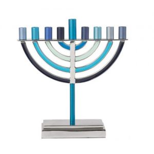 Yair Emanuel Large Classic Hanukkah Menorah - Blue