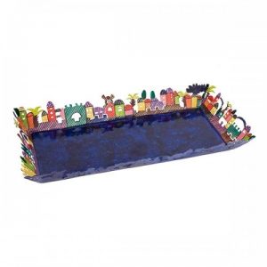 Yair Emanuel Rectangular Tray - Laser Cut + Hand Painted - Jerusalem