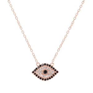 Bianc Cubic Zirconia Evil Eye Necklace - Rose Gold