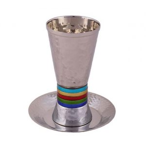 Yair Emmanuel Kiddush Cup Wide Rings - Multicolour