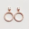 Sterling Silver Rose Gold Plated Stud Cubic Zirconia Circle Earring