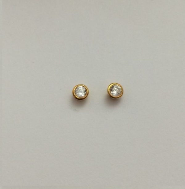 Sterling Silver and Gold Plated Stud Cubic Zirconia Earring