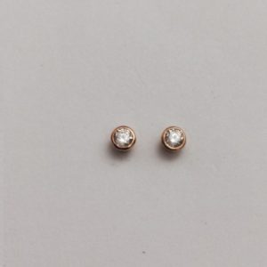 Sterling Silver and Rose Gold Plated Cubic Zirconia Stud Earring