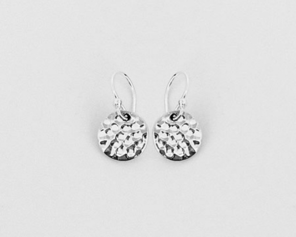 Sterling Silver Circle Hammer 10mm Earring