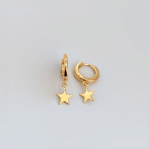 Sterling Silver and Gold Plated Hoop with Star Stud Earing