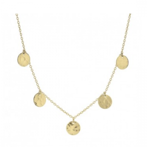 Sterling Silver and gold plated hammered 5 disc necklace