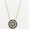 Sterling Silver and Gold Plated Circle Clear and Blue Evil Eye Necklace