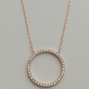 Sterling Silver and Gold Plated Cubic Zirconia Circle Necklace
