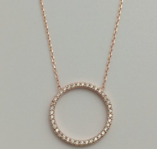 Sterling Silver and Gold Plated Cubic Zirconia Circle Necklace