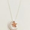 Sterling Silver moon with rose gold star necklace