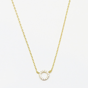 Sterling Silver and Gold Plated small cubic zirconia circle Necklace