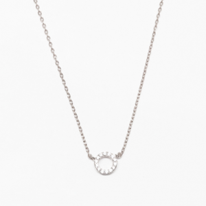 Sterling Silver small cubic zirconia circle Necklace