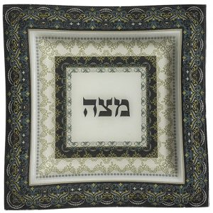Glass Matzah Plate 28 cm - Green