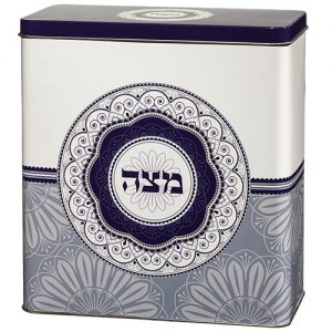 Tin Matzah Box 20.5*19 cm- Oval Blue