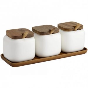 Ladelle Essentials White Canister & Spoon Counter