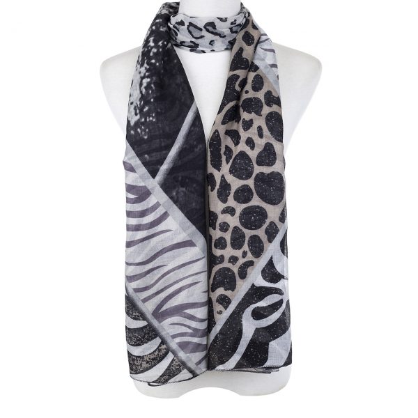 Black Cotton and Viscose Scarf