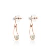 Metal with 2 pces shell pearl detail pierced earrings in Rose Gold/Pearl