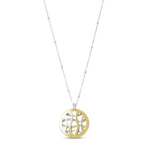 Metal open cut swirl design pendant on 45 cm chain necklace in Gold/Silver Glitter