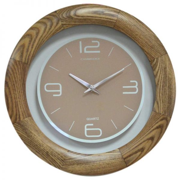 Cambridge Halibert Wooden 32cm Ash Wall Clock