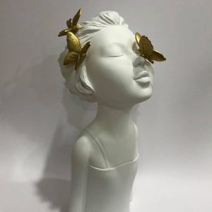 Alternative view of Evie Butterflies white and gold Statue