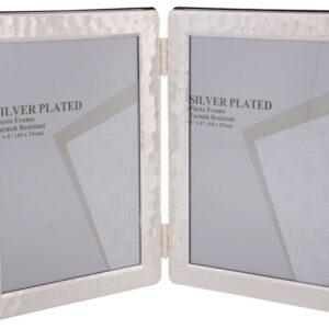 Hammered Silver Plated Double Photo Frame 4x6