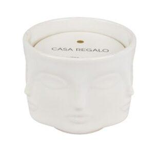Ceramic Face Candle Jar White 