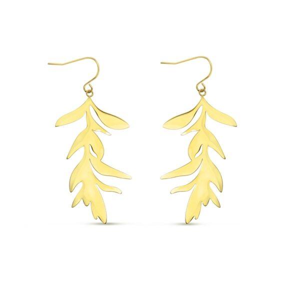Gold leaf design drop earrings