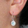 Sterling Silver Earing hoop with silver and turquoise evil eye