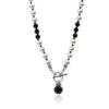 Silver White Pearl and Black Glass pearl necklace
