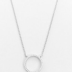 Sterling Silver Necklace with small cubic zirconia circle