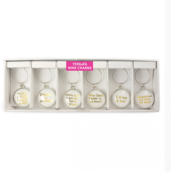 Wine Charm Set 6 Wine Talk White