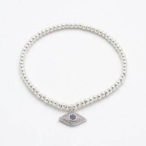 Susan Rose Silver Brass Ball Bracelet with Silver  Evil Eye
