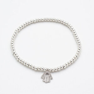 Susan Rose Silver Brass Ball Bracelet with Silver  Hamsa