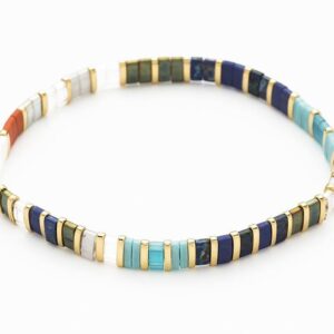 Susan Rose Silver Blue Crush Tila Beads Stretch Bracelet